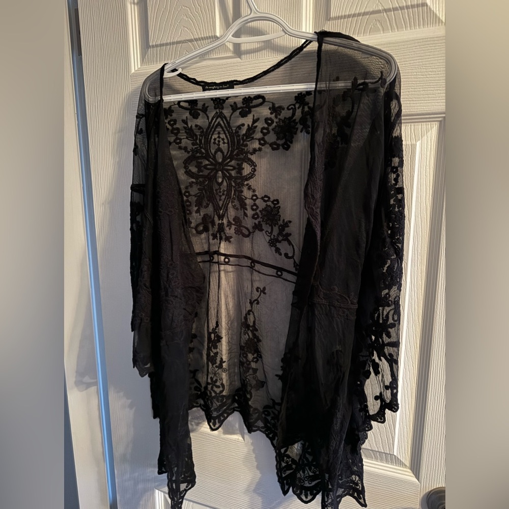 Short Black Lace Coverup